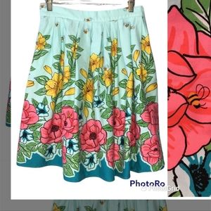 Blue rockabilly style  Floral Skirt with flowers and bees (Grace Karin)